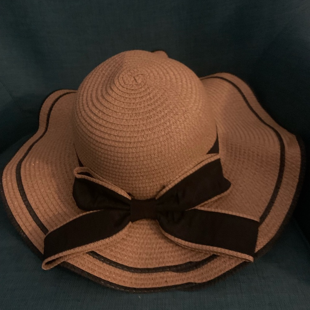 Elegant Tan Sun Hat with Black Ribbon